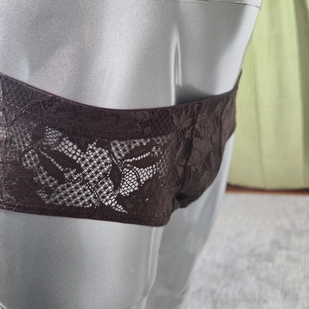 Cosabella luxurious stretch lace Briefs Brown Floral Mid Rise New